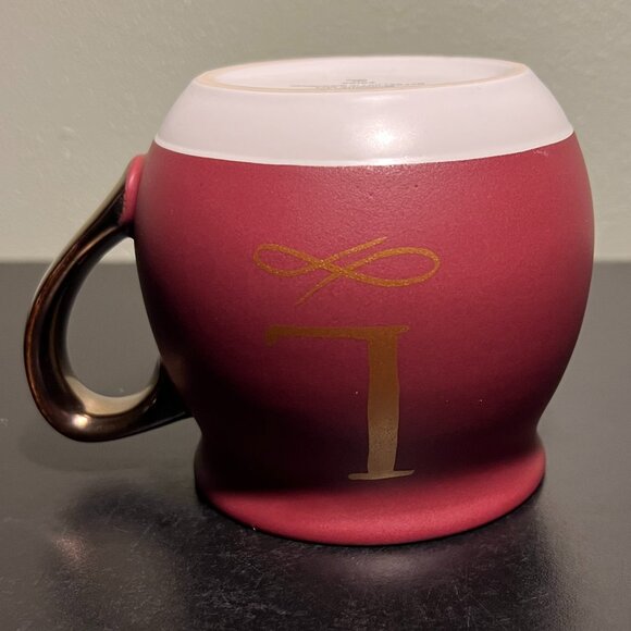 THRESHOLD Letter "L" Initial Monogram Rounded Maroon Stoneware Mug - Picture 11 of 14